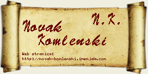 Novak Komlenski vizit kartica